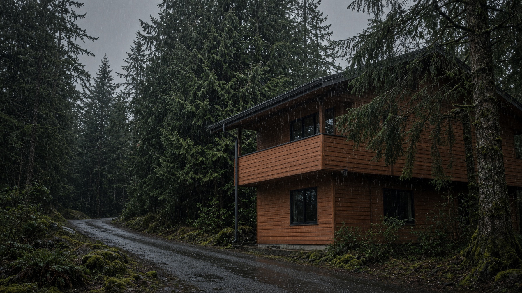 Cedar house in the trees on a wet coast — the kind of roof we look after