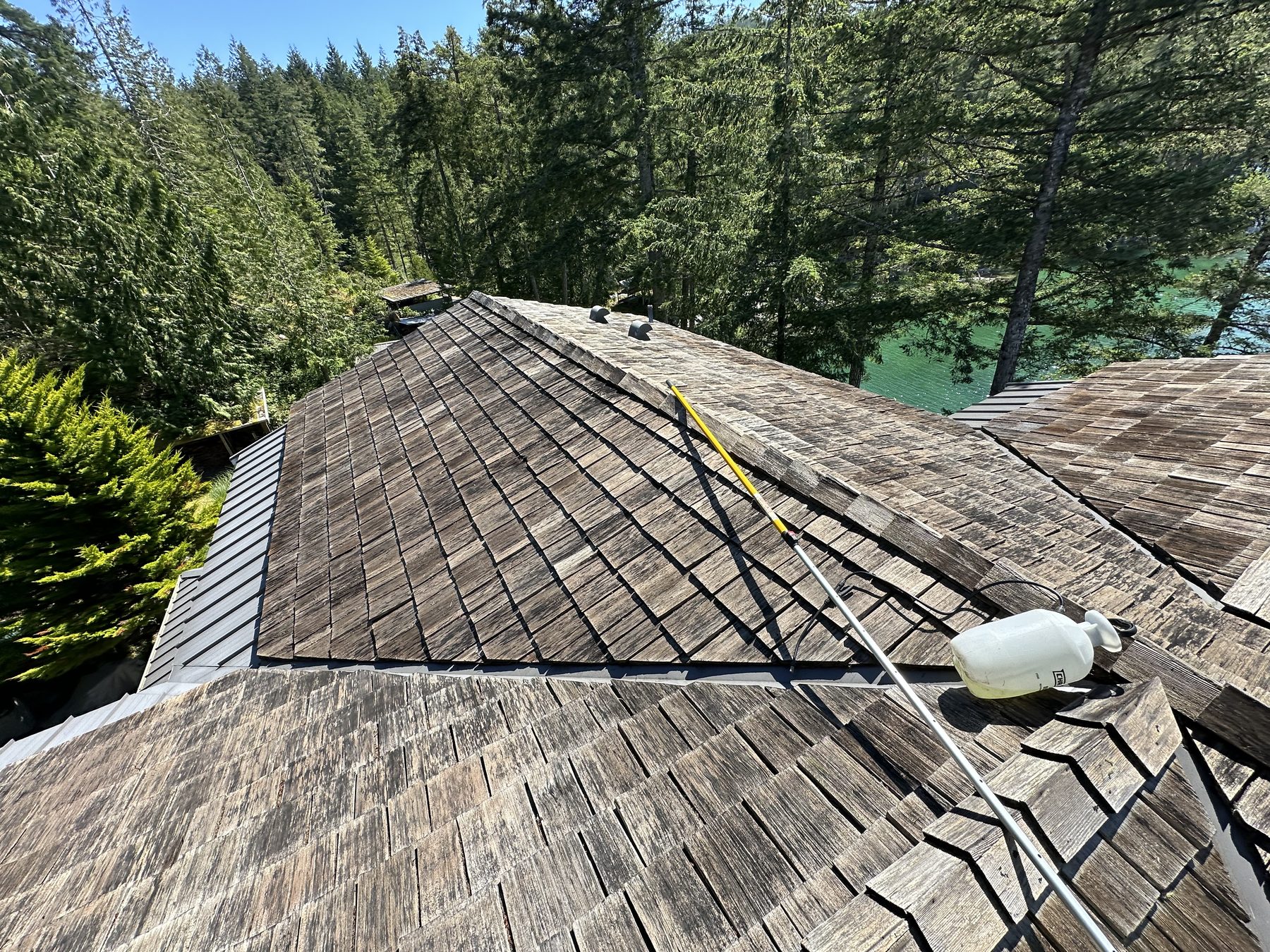 Clearing packed debris on a gutter and fascia job